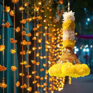 ตกแต่งด้วยดอกดาวเรืองดอกมะลิแขวนผนังสำหรับงานแต่งงาน & ตกแต่ง Pooja สำหรับพิธี haldi และฉากหลังบนเวที - Product Image 2