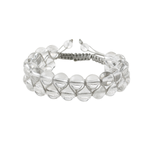 Braccialetto in Macramè con Doppia Fila di Cristalli di Quarzo da 8mm e Pietre Naturali - Product Image 1