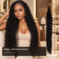 Cheveux synthétiques en vrac pour tresses Deep Wave, 22 pouces, 100g, vente en gros