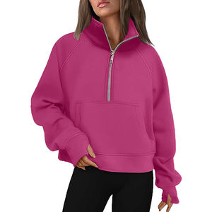 Sudaderas con Capucha Personalizadas al por Mayor de Alta Calidad, Diseño OEM, Casuales, de Invierno, para Mujer, con Media Cremallera Delantera y Logotipo, Impermeables - Product Image 3
