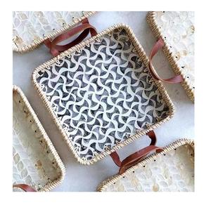 Plateau de service en rotin rond Unique en nacre, décoration de la maison au Vietnam, vente en gros or 99 - Product Image 1