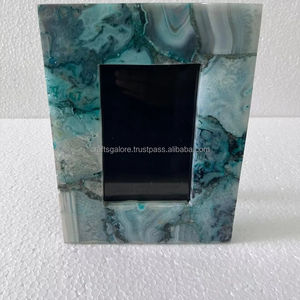 Cadre photo en MDF moderne personnalisé, fait à la main, agate, pierres semi-précieuses, décoration murale, cadres photo de table en bois - Product Image 1