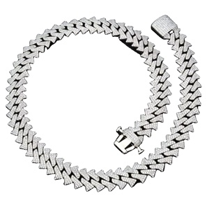Chaîne à maillons cubains personnalisée de 16mm en argent sterling 925 plaqué rhodium de haute qualité VVS Clarity, diamant Moissanite en or blanc - Product Image 1