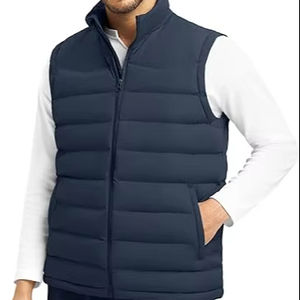 Vente directe d'usine Meilleures ventes Veste d'hiver décontractée pour homme Vêtement d'extérieur de haute qualité Respirant Fermeture éclair personnalisée Col en V Gilet matelassé 100% - Product Image 1