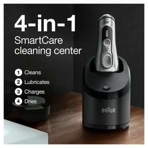Braun Series 9 9370cc เครื่องโกนหนวดไฟฟ้าสําหรับผู้ชายแบบเปียกแห้งแบบชาร์จไฟได้พร้อมสถานีทําความสะอาด - Product Image 5