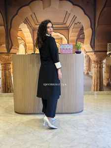 Stunning Women <b>Black</b> Kurta Set <b>with</b> Palazzo Pants - Ethnic Party Wear Outfit <b>with</b> Embroidery & Tassel Detailing wholesale India - Product Image 5