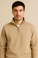 Sweat à capuche surdimensionné en molleton de coton tricoté, fabrication sur mesure, broderie personnalisée, OEM ODM, streetwear, sweat-shirt à demi-zip