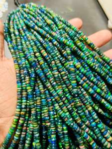 Perles de pierre rondelle d'opale noire naturelle éthiopienne 3-5mm bijoux à facettes fumés pour tenues de luxe - Product Image 3