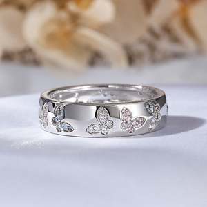 Bague de mariage pour femme en argent sterling incrustée de papillons colorés Jeulia - Product Image 6