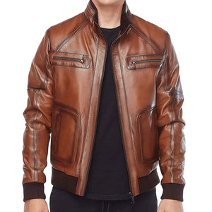Chaqueta de Cuero Estilo Motociclista, de Cuero Vacuno Marrón Desgastado, Chaqueta de Cuero Informal y Elegante, Chaqueta de Cuero Vintage de Talla Grande para Hombre - Product Image 2