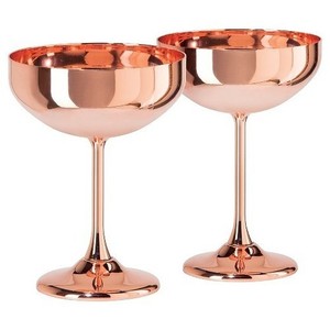 Luxury New Stainless Steel Wine <strong>Glasses</strong> Copper Plated Metal Set of 2 375 ml Wine Flute <strong>Drink</strong> <strong>Glass</strong>