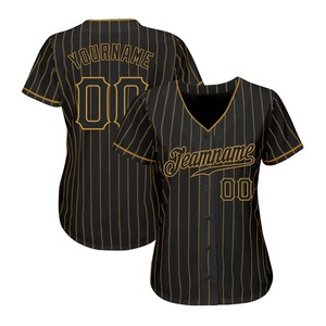 Nueva mejor camiseta de béisbol de alta calidad con diseño de rayas marrones estampado cuello en V peso ligero poliéster hecho camisetas deportivas - Product Image 3