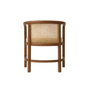 Chaise de salle à manger en teck massif minimaliste moderne avec cadre incurvé et coussin d'assise pour appartement, café, restaurant, hôtel - Product Image 5