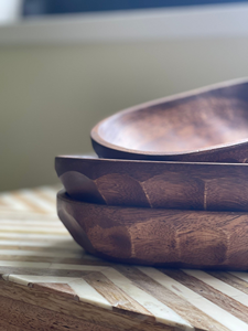Ensemble de bols ovales de service en bois d'acacia poli, écologique, fait main, de haute qualité, 4 pièces, style moderne pour mariage - Product Image 6