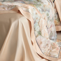 Sndon Vente chaude Ensemble de housse de couette 100% Lyocell Tencel Ensemble de literie imprimé fleurs Ensemble de draps