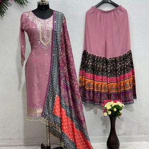 CONCEPTEUR LOURD FUAX GEORGETTE SÉQUENCE TRAVAIL COSTUME PAKISTANI - Product Image 1