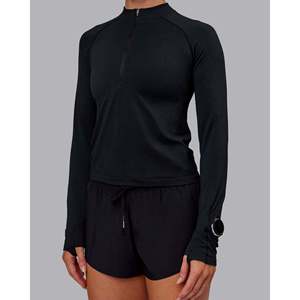 Camiseta de Yoga AeroFLX+ de Manga Larga con Media Cremallera - Negro Jaspeado - Product Image 6
