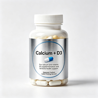 Etiquetas Personalizadas Haoxuan para Botellas de Suplementos de Calcio, Adhesivos Impresos Impermeables con Película Plateada para Empaquetado de Productos Nutricionales