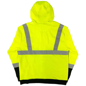 Sudadera con capucha de trabajo de seguridad reflectante de alta visibilidad para hombres al aire libre, tiras reflectantes grises de alta visión en la parte delantera, trasera y ambos brazos - Product Image 6