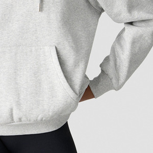 Haute qualité nouveau Design gris femmes goutte épaule vêtements de tous les jours à capuche Anti-rides respirant personnalisé blanc avant 100% coton - Product Image 5