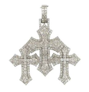 Colgante de Cruz de 24 quilates, colgante de Cruz de diamante radiante genuino de oro, colgante de diamante cultivado en laboratorio de hip hop - Product Image 1