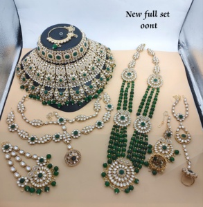 LATEST TRADITIONAL FASHIONABLE ANTIQUE DESIGNER BRIDAL <b>JEWELLERY</b> WITH GOLD PLATED & CZ BRIDEL WEDDING NECKLES <b>SET</b> for WOMEN. - Product Image 1