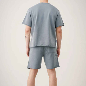 High Quality 360 Grams Heavyweight Acid Wash T-Shirt Short Set 2 Piece Jogger Set Breathable T-Shirt Short Cotton Set for Men - Product Image 3