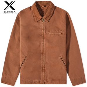 แจ็กเก็ตผ้าใบผ้าฝ้ายทันสมัยสำหรับผู้ชายใหม่แจ็กเก็ตผ้าแคนวาสสีล้วนแบบวินเทจสำหรับฤดูหนาวเสื้อกันลม - Product Image 4