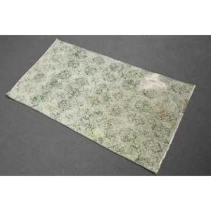 Tapis turc vintage, petit tapis de 2,1 x 3,9 pieds, tapis en laine camouflage vert et blanc - Product Image 1