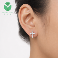 Boucles d'oreilles clous en or blanc massif 18 carats certifiées IGI, avec diamants de laboratoire taille brillant délicats, pour hommes et femmes
