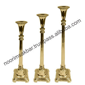 Soporte de vela decorativo de boda de aluminio Chapado en cobre exclusivo soporte de pilar de vela de mesa de Metal lujoso para Navidad en casa - Product Image 6