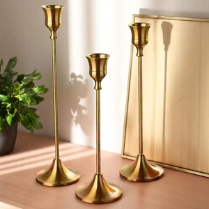 ชุดเชิงเทียนอลูมิเนียมสีทองแบบมินิมอล 3 ชิ้น สไตล์หรูหรา พร้อมส่ง สำหรับตกแต่งบ้าน งานแต่งงาน คริสต์มาส ฮาโลวีน อีสเตอร์ - Product Image 3