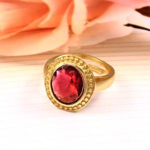 Vente en gros de bague éternité en argent sterling 925 vermeil plaqué or ovale faux rubis classique Boho lunette réglage femmes fête de mariage - Product Image 6