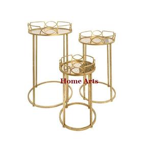 Plateau de service à thé et café en métal et verre nouveau design plateau de service de nourriture de forme ronde pour fournisseur en gros - Product Image 2