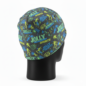 Gorro de Punto Jacquard de Poliéster Elástico Suave de 220 GSM, Estampado Azul Verde, Logotipo Personalizado por Sublimación, Estilo Cálido y Duradero - Product Image 4
