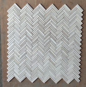 White Marble <b>Mosaic</b> Tile Herringbone Pattern Polished 8mm Thick Modern Interior Wall Bathroom Tile - Product Image 3