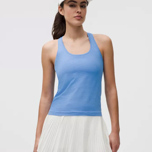 Camiseta sin mangas de secado rápido transpirable para mujer, camiseta sin mangas de entrenamiento estampada informal para fiesta en la piscina, posición frontal con logotipo - Product Image 6