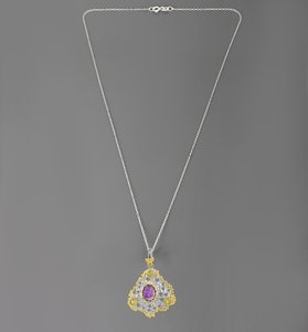 Colgante de peridoto de amatista natural, joyería de diseñador hecha a mano Bohemia chapada en oro de plata 925, regalo de Navidad para ella - Product Image 1