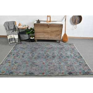 พรมขนสัตว์ตุรกี4.8x7.3ft สีเทาแบบคลาสสิกผ้าโพลีเอสเตอร์เย็บปะติดปะต่อกันออกแบบสำหรับห้องนั่งเล่นห้องนอนสำหรับวัยรุ่นห้องโถงสี่เหลี่ยมผืนผ้าน้ำยาง - Product Image 5