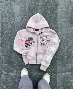 Qualité OEM 420 GSM Coton Fermeture Éclair Sweat à capuche épais Vintage Surdimensionné Streetwear Impression personnalisée Lavage à l'acide pour Zip up Sweat à capuche pour hommes - Product Image 1
