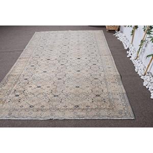 พรมวินเทจขนาด 6.4x9.2 ฟุต พรมตุรกีขนาดใหญ่ พรมขนสัตว์ลายจุดสีเบจ - Product Image 1