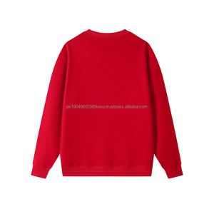 Sweat-shirts à capuche surdimensionnés rouges pour couples, 400 grammes, polaire non doublé, uni, brodé, respirant, décontracté, régulier, hiver - Product Image 2