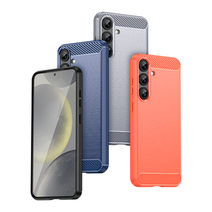 เคสโทรศัพท์ TPU ลายขนแปรง UV ป้องกันการตกเคสคาร์บอนไฟเบอร์สำหรับ S25 S24 S23 S22 - Product Image 5