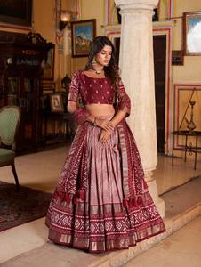 El último diseñador Tussar Silk Digital Printed Lahenga Choli por Fab Zone - Product Image 5