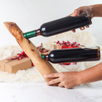 Support de bouteille décoratif en bois d'olivier de style rustique méditerranéen, qualité supérieure, écologique, sculpté, pour la maison, ArtisRaw