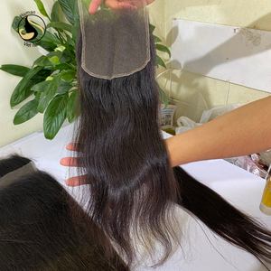 Envío Rápido 100% cabello humano sin procesar cierre encaje suave sedoso recto suizo HD transparente Frontal y cierre - Product Image 5