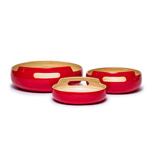 Bol de service rond en bambou de haute qualité vaisselle en gros bol assiette couleurs OEM emballage personnalisé du Vietnam fait à la main HNH - Product Image 5