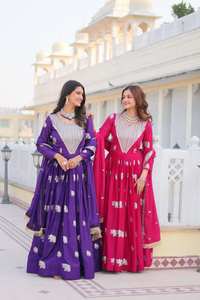 Violet Anarkali robe dupatta ensemble pour femmes et filles indien pakistanais mariage longue robe de soirée indien robe de mariage - Product Image 6