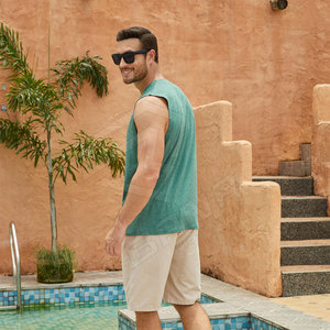 Débardeur en maille grande taille couleurs confortables Débardeurs en coton sans manches coupe ample pour hommes avec meilleur design - Product Image 2