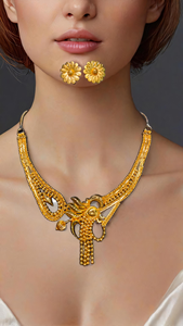 ชุดต่างหูสร้อยคอแท้ชุบทอง22K ชุดเครื่องประดับต่างหูสร้อยคอผู้หญิง - Product Image 3